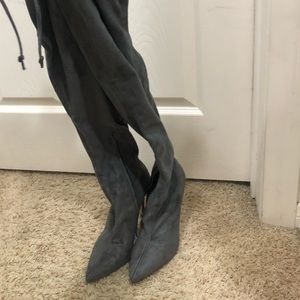 Over the knee heel boots - gray suede